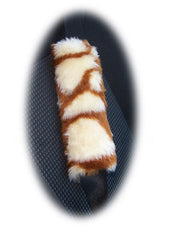 Fuzzy faux fur seatbelt pads in a choice of print's