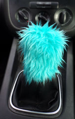 Fuzzy faux fur Turquoise / Teal Gearknob cover cute