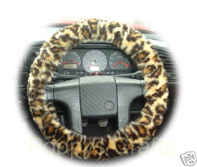 Fuzzy cheetah steering wheel cover deals