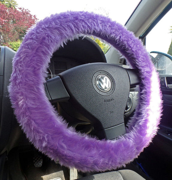 10pcs Purple Pu Leather Steering Wheel Cover Set Women Cute Car