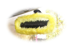 Sunshine Yellow faux fur rear view interior car mirror cover