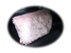 1 pair of Plain furry faux fur fluffy fuzzy plain car seat headrest covers choice of colour color pink black red yellow blue orange white Poppys Crafts