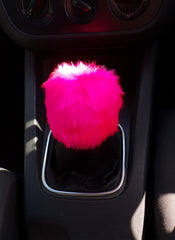 Fluffy cute Barbie Pink Gear knob stick shift cover faux fur