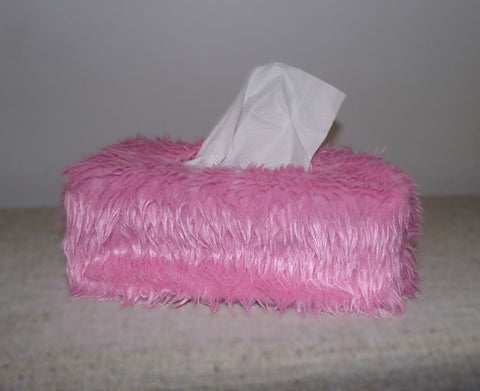 Blossom Pink Fluffy faux fur Rectangular Tissue Box Cover