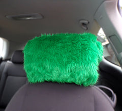 1 pair of Plain faux fur fuzzy plain car seat headrest covers choice of colour