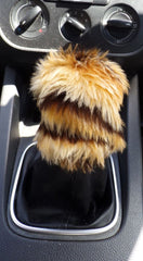 Fuzzy faux fur Gear knob stick shift cover choose your Print Gold Tiger