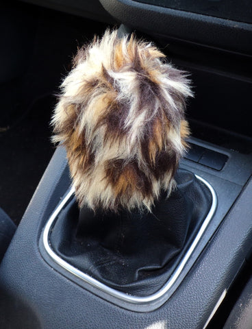 Fuzzy faux fur Leopard print Gearknob cover cute