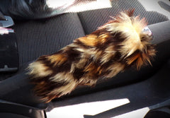 Large 7 Piece leopard print fluffy car accessories set faux fur