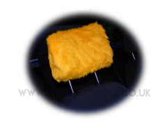 1 pair of Plain furry faux fur fluffy fuzzy plain car seat headrest covers choice of colour color pink black red yellow blue orange white Poppys Crafts