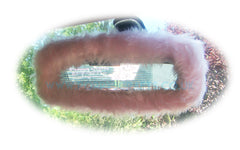 fuzzy faux fur rear view interior car mirror cover in choice of colour Poppys Crafts