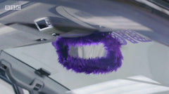 Purple faux fur fuzzy rear view interior car mirror cover Poppys Crafts