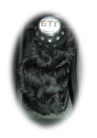 Black fuzzy faux fur gear stick gaiter cover