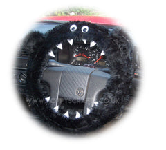 Fuzzy Monster car steering wheel cover Plain faux fur choice of colour Poppys Crafts