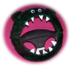 Fuzzy Monster car steering wheel cover Plain faux fur choice of colour Poppys Crafts
