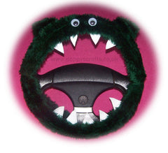 Dark Green fuzzy Monster steering wheel cover Poppys Crafts