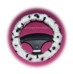Dalmatian spot fuzzy car steering wheel cover Poppys Crafts