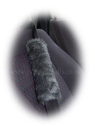 Charcoal Dark grey shoulder strap pad / guitar / car / bag furry and fluffy