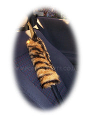 Gold Tiger Stripe fuzzy seatbelt pads 1 pair Poppys Crafts