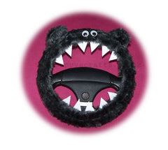 Fuzzy Monster car steering wheel cover Plain faux fur choice of colour Poppys Crafts