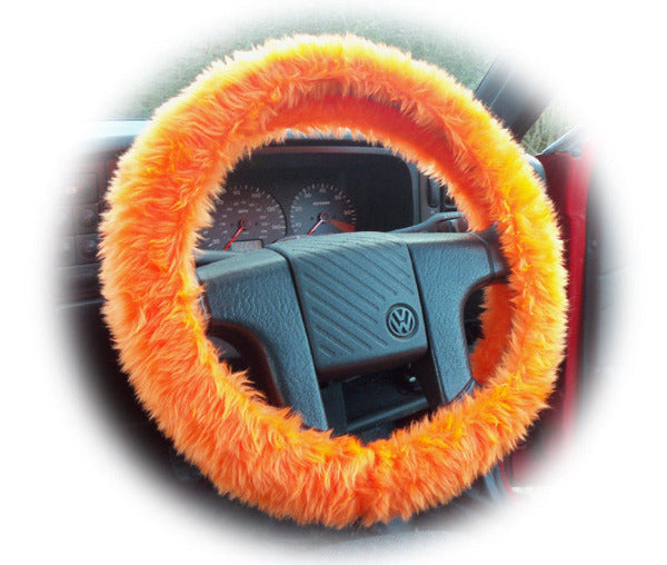 Orange fluffy outlet steering wheel cover