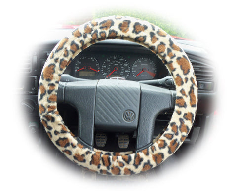Lovely Leopard print fleece car steering wheel cover