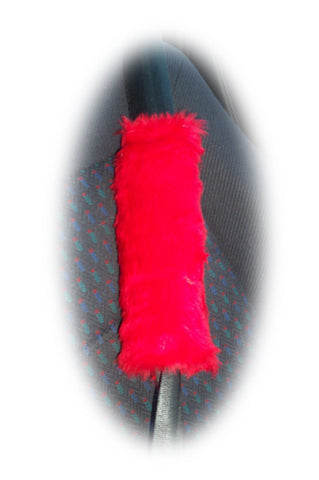 Red fuzzy faux fur shoulder strap pad single