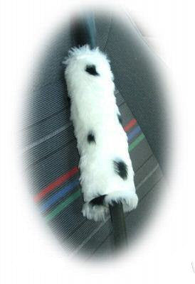 Dalmatian spotty dog fuzzy car seatbelt pads 1 pair Poppys Crafts