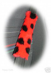 ladybird spotty fuzzy car seatbelt pads red and black 1 pair Poppys Crafts
