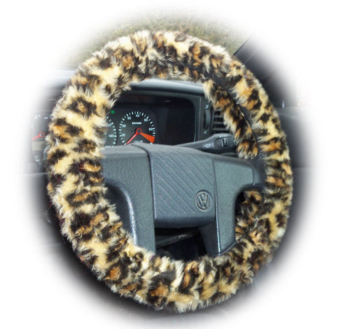 Leopard Print fuzzy faux fur car steering wheel cover cheetah animal print