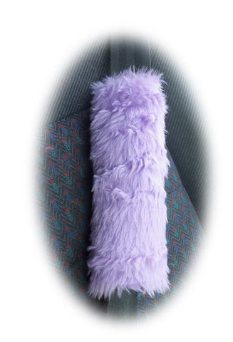 Pretty faux fur fuzzy Lilac car seatbelt pads 1 pair