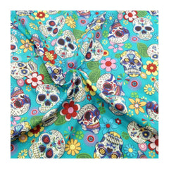 Sugar skulls hearts and diamonds turquoise steering wheel cover Poppys Crafts