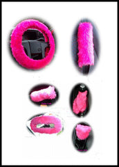 Large 7 Piece Barbie Pink fluffy car accessories set faux fur Poppys Crafts