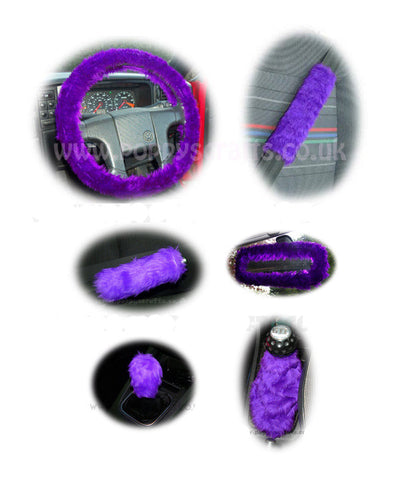 Large 7 Piece Purple fluffy car accessories set faux fur