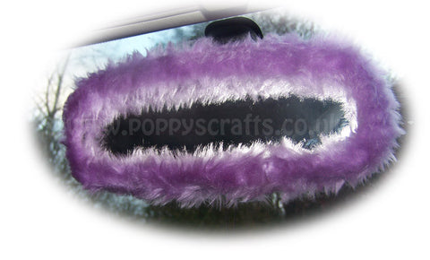 Pretty faux fur Lilac rear view interior car mirror cover fluffy and fuzzy