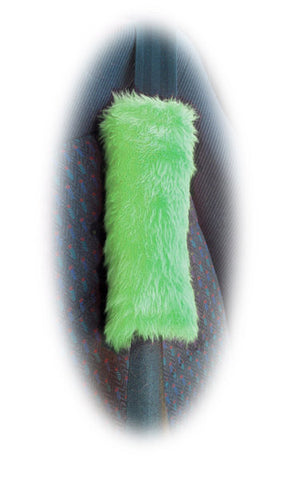 Fuzzy faux fur Lime Green shoulder pad for guitar strap, handbag or seatbelt