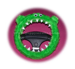 Fuzzy Monster car steering wheel cover Plain faux fur choice of colour Poppys Crafts