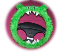Fuzzy Monster car steering wheel cover Plain faux fur choice of colour Poppys Crafts