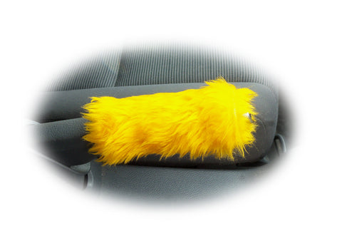 Fuzzy faux fur Marigold Yellow Handbrake cover cute