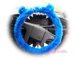 Fuzzy Monster car steering wheel cover Plain faux fur choice of colour Poppys Crafts