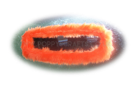 Tangerine Orange faux fur rear view interior car mirror cover