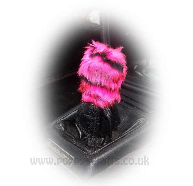 Fuzzy faux fur Pink tiger print Gearknob cover cute Poppys Crafts