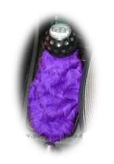 Large 7 Piece Purple fluffy car accessories set faux fur Poppys Crafts
