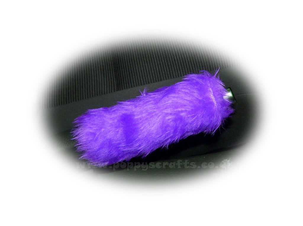 Fuzzy faux fur Purple Handbrake cover cute Poppys Crafts