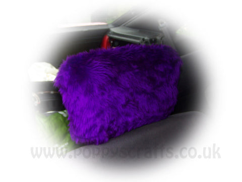 Purple fluffy faux fur car headrest covers 1 pair