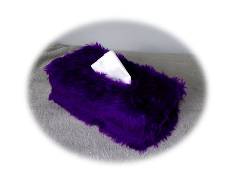 Purple Fluffy faux fur Rectangular Tissue Box Cover