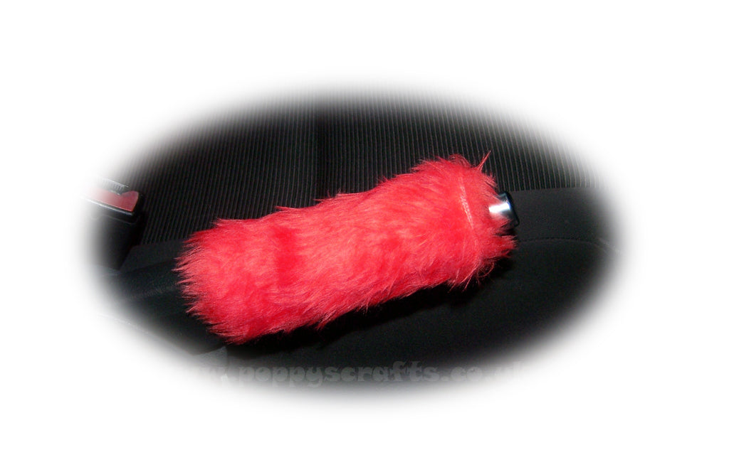 Fuzzy faux fur Bright Red Handbrake cover cute Poppys Crafts