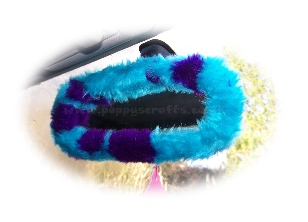 Monster spot faux fur rear view interior mirror cover Poppys Crafts