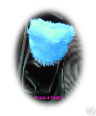 Fuzzy faux fur Turquoise / Teal Gearknob cover cute Poppys Crafts