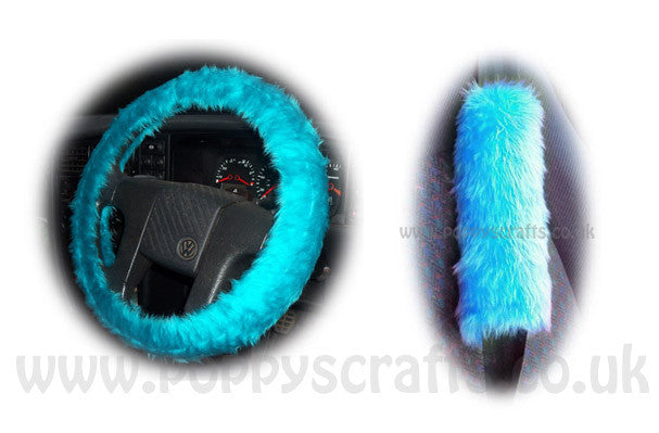 Teal fuzzy steering wheel cover deals