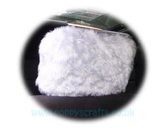 Fluffy White faux fur car headrest covers 1 pair Poppys Crafts